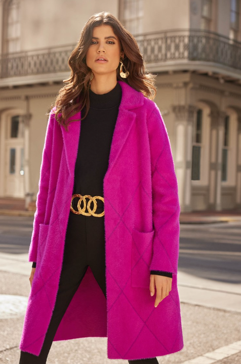 Joseph Ribkoff Pink Knit Coat