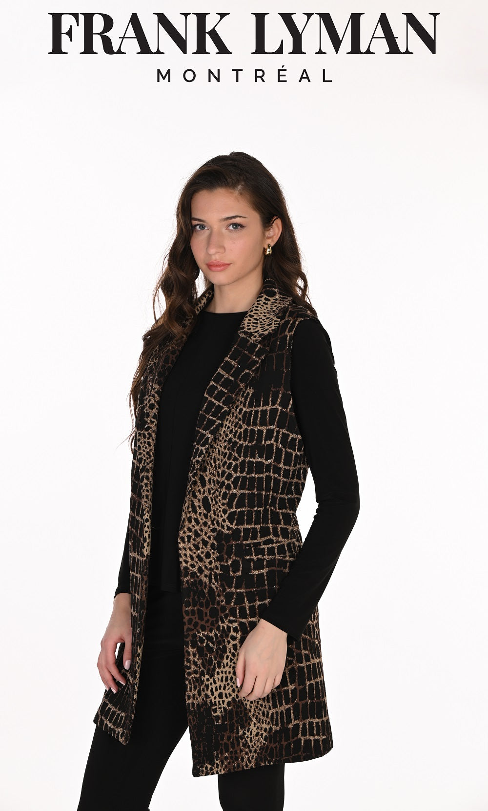 Frank Lyman - 263214 - Black/Chocolate - Long knit Gilet - New