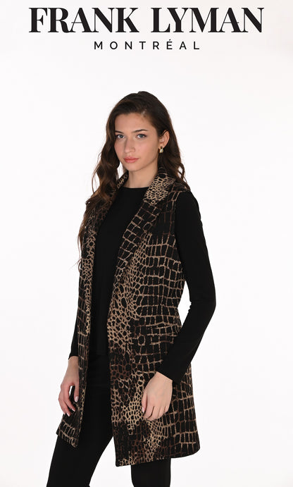 Frank Lyman - 263214 - Black/Chocolate - Long knit Gilet - New