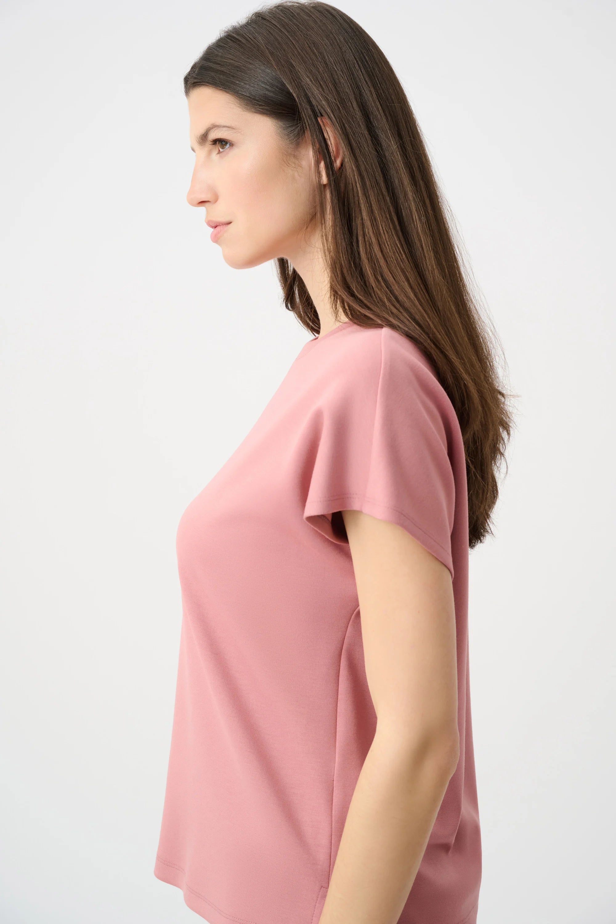 Joseph Ribkoff  - 263636 - Scuba Jersey Crewneck Boxy Top - Sport - Vintage Rose
