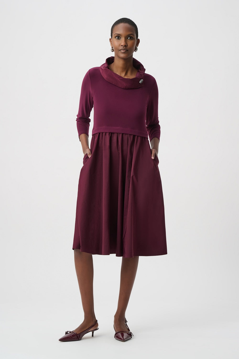 Joseph Ribkoff - 264184 - Elderberry - Shawl Collar Fit & Flare Dress - New