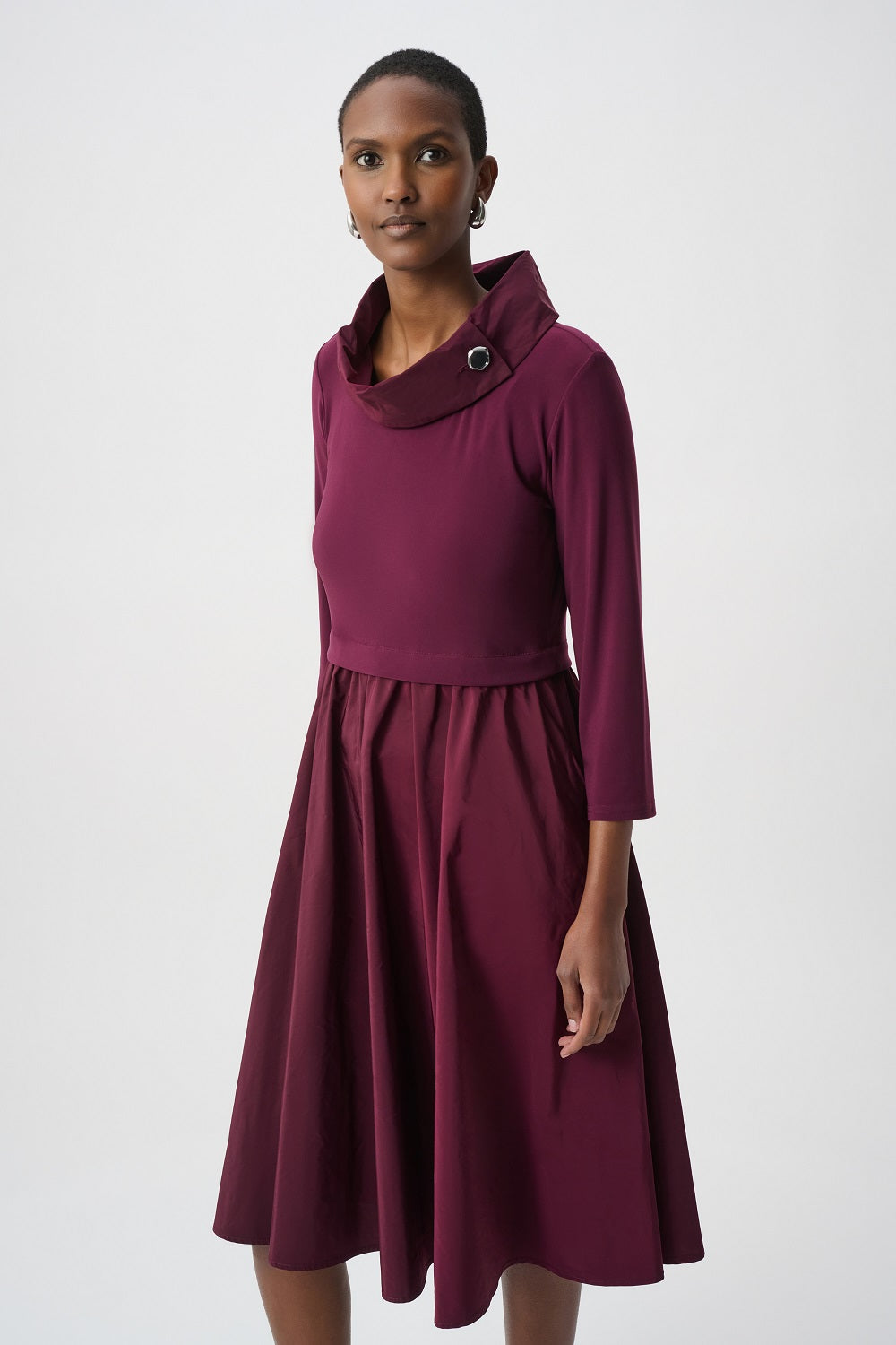 Joseph Ribkoff - 264184 - Elderberry - Shawl Collar Fit & Flare Dress - New