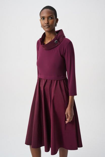 Joseph Ribkoff - 264184 - Elderberry - Shawl Collar Fit & Flare Dress - New
