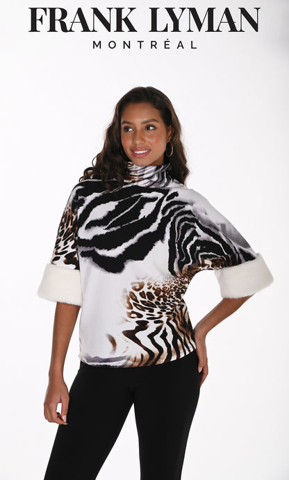 Frank Lyman - 264201 - Ivory/Mocha - Knit Top - New