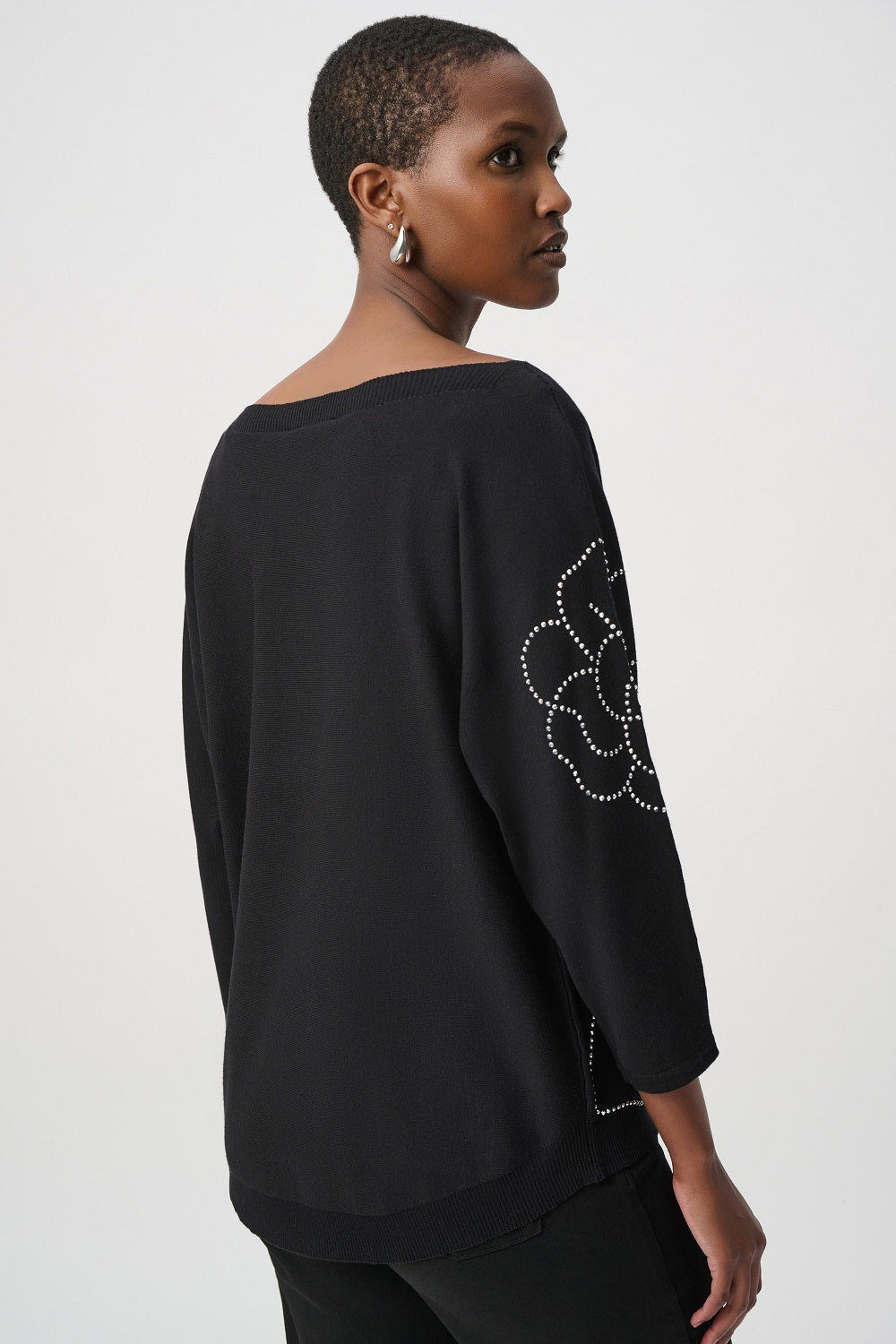 Joseph Ribkoff -264957 - Black - Sweater With Flower Applique - New