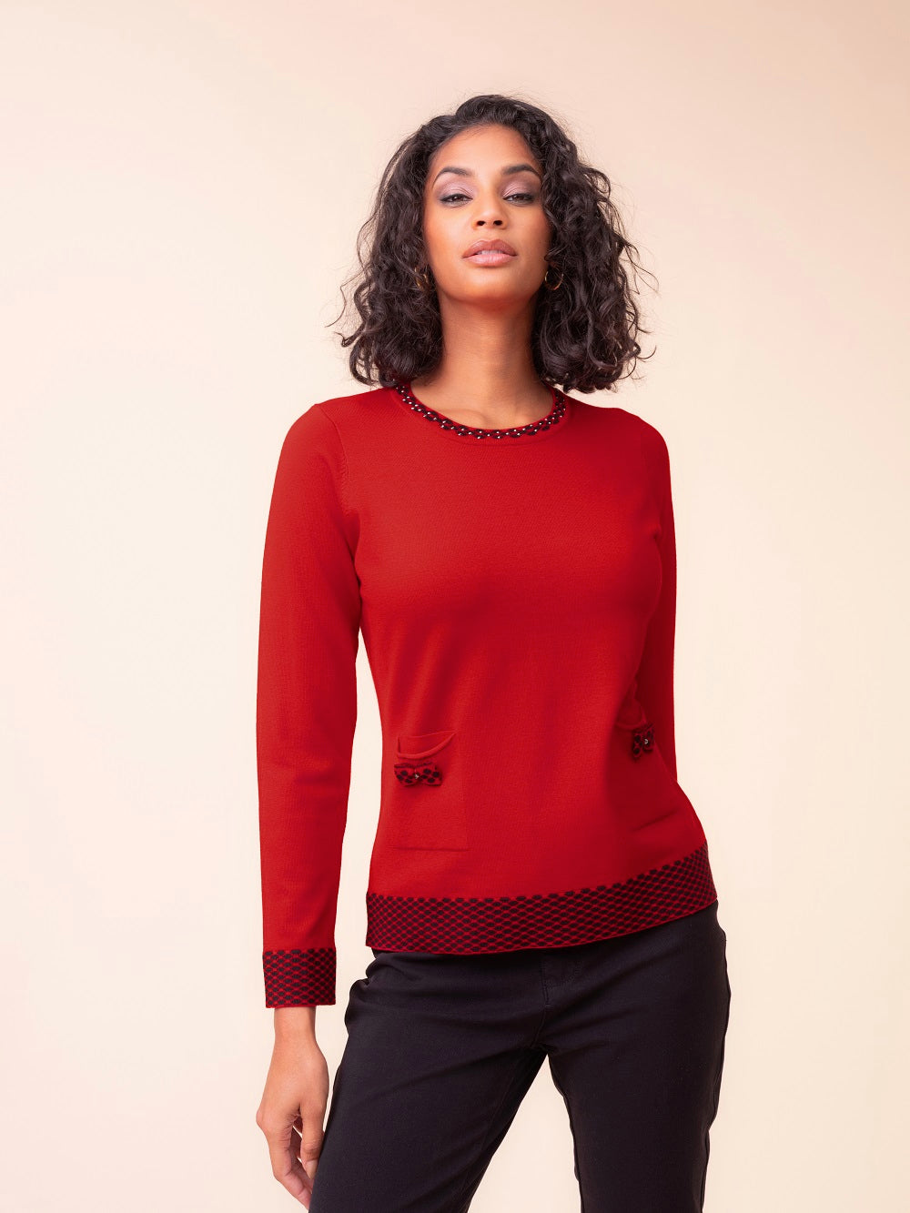 Alison Sheri - A48060 - Red - Sweater - New