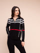 Alison Sheri - A48063 - Black/White/Red - Cardigan - New