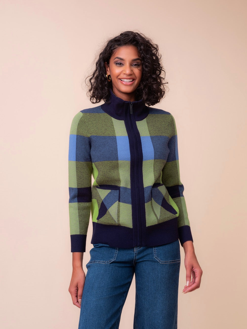 Alison Sheri - A48283 - Green/Blue - Cardigan - New