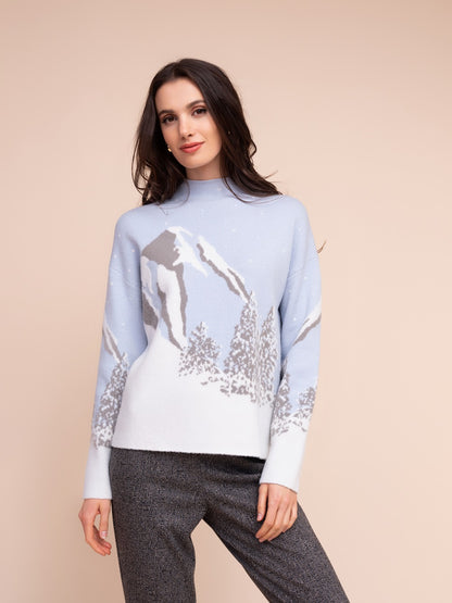 Alison Sheri - A48302 - Blue/White - Sweater - New