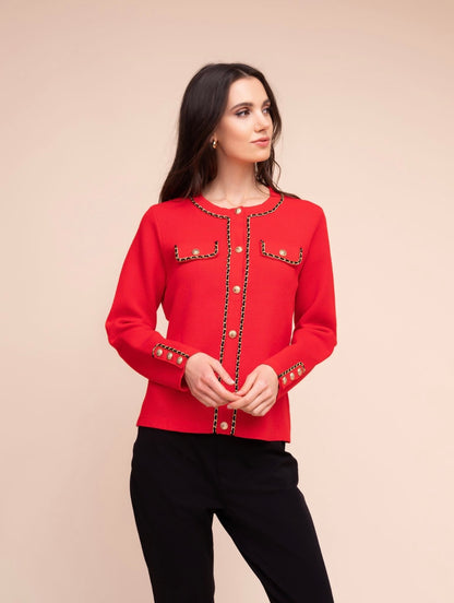 Alison Sheri - A48035 - Cardigan - Red - New