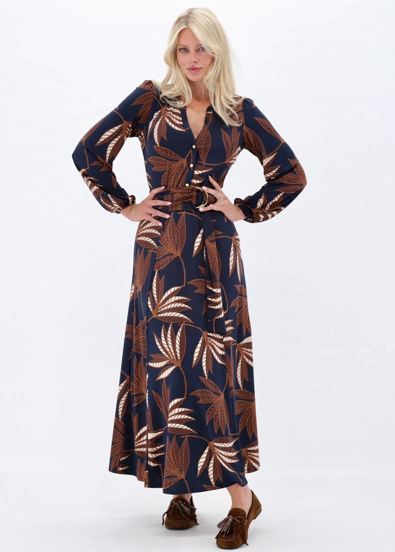 K. Design - D309 - Botanical Print - Maxi Dress - New