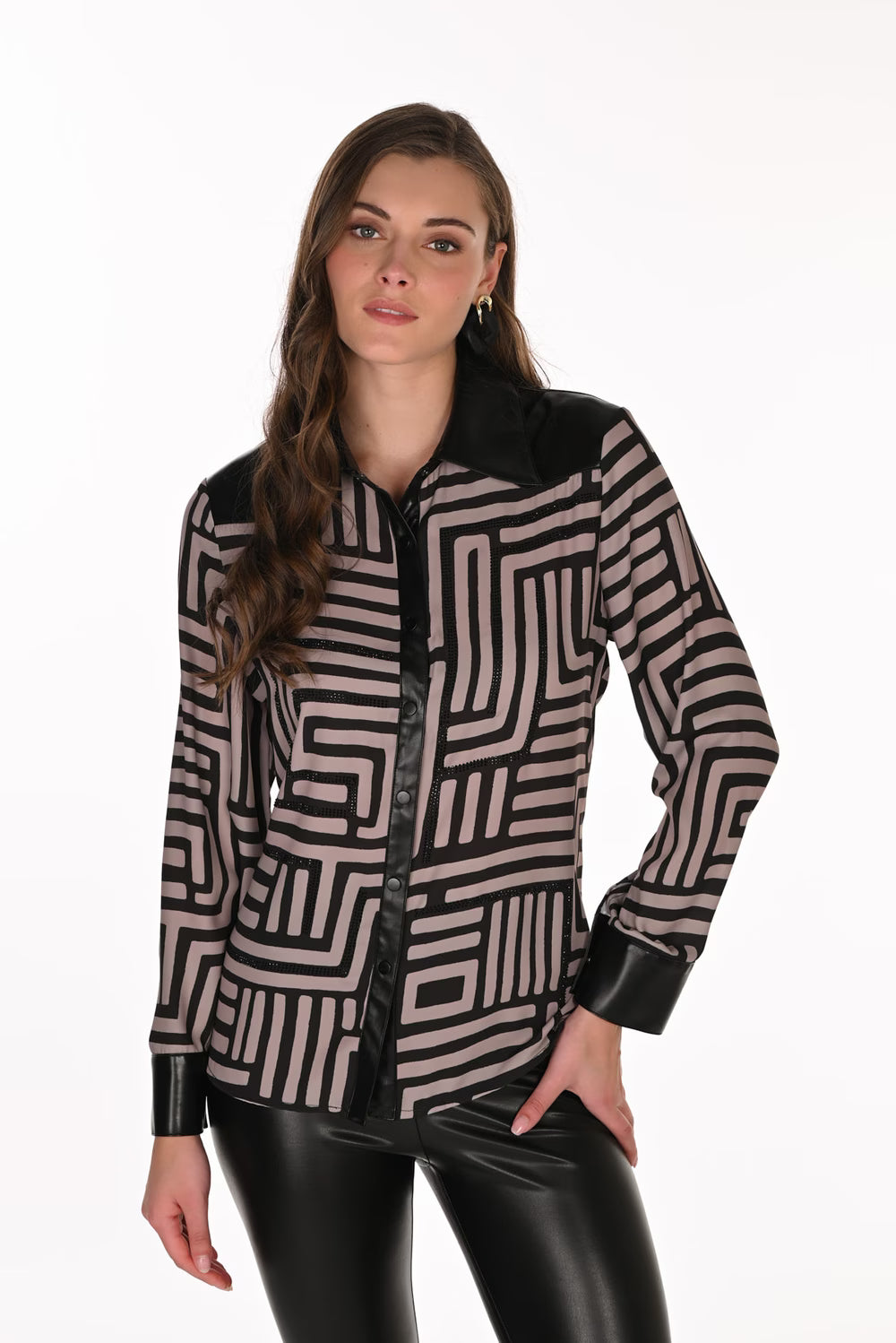 Frank Lyman - 263715 - Blouse - Taupe/Black - New