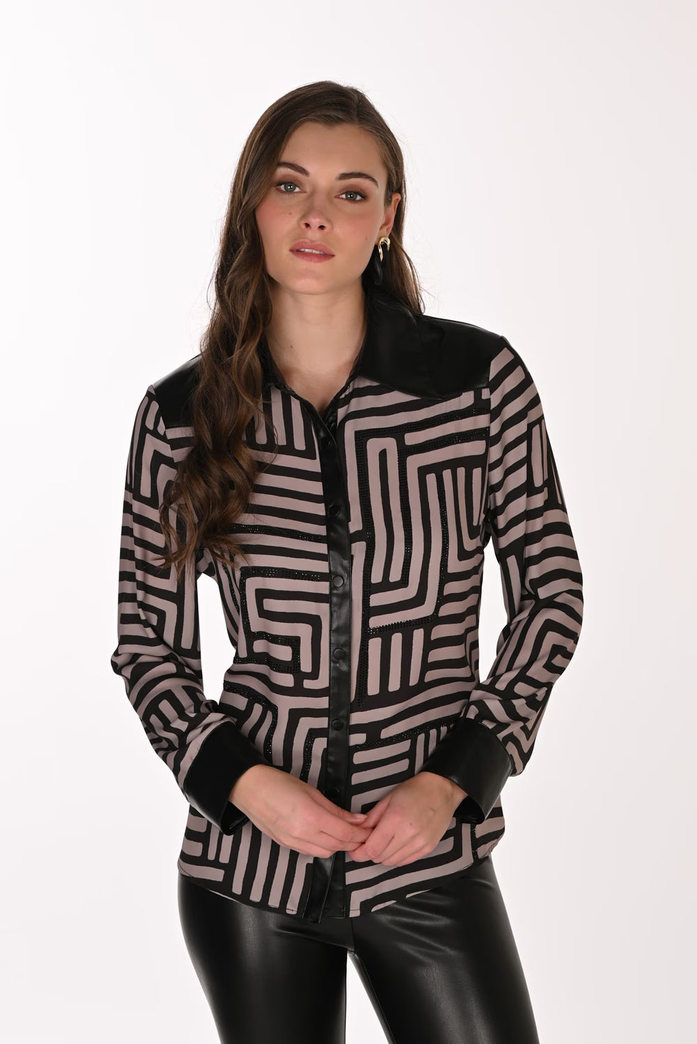 Frank Lyman - 263715 - Blouse - Taupe/Black - New