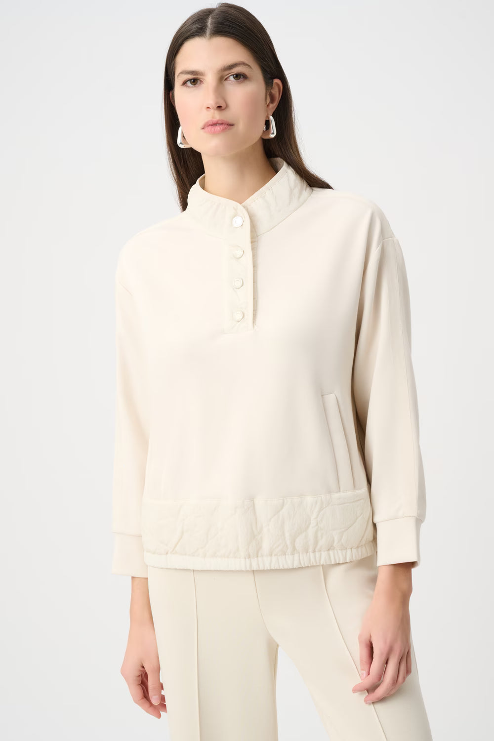 Joseph Ribkoff - 263625 - Scuba Jersey Funnel-neck Sport Top - Birch - New