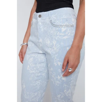 Coco Y Club - 2612000 - Stripe Print Stud Pocket Capris - New